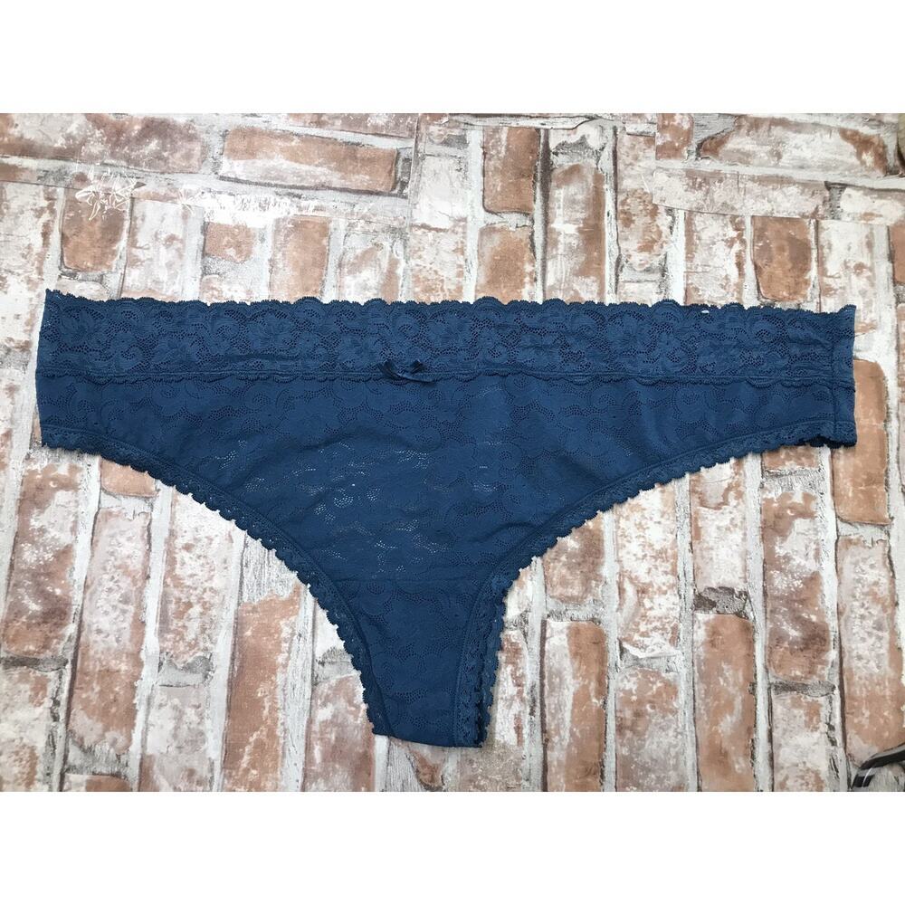 Rare Plus Size 22/24 Lane Bryant Cacique Stretch Lace Thong Panty Turquoise NWOT